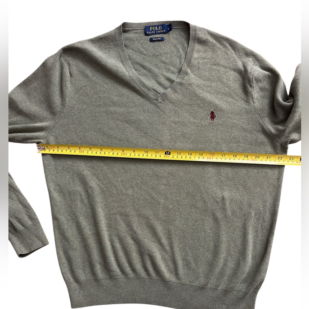 LN polo Ralph Lauren men’s v-neck sweater green Christmas large L - Picture 3 of 6